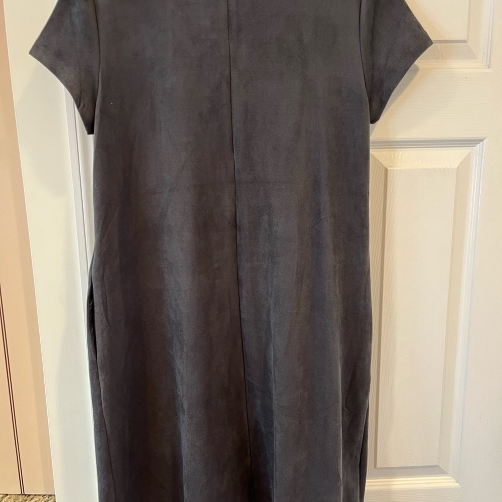 J. McLaughlin Faux Suede Midi/Mini Dress Crew Neck Short Sleeve with pockets
